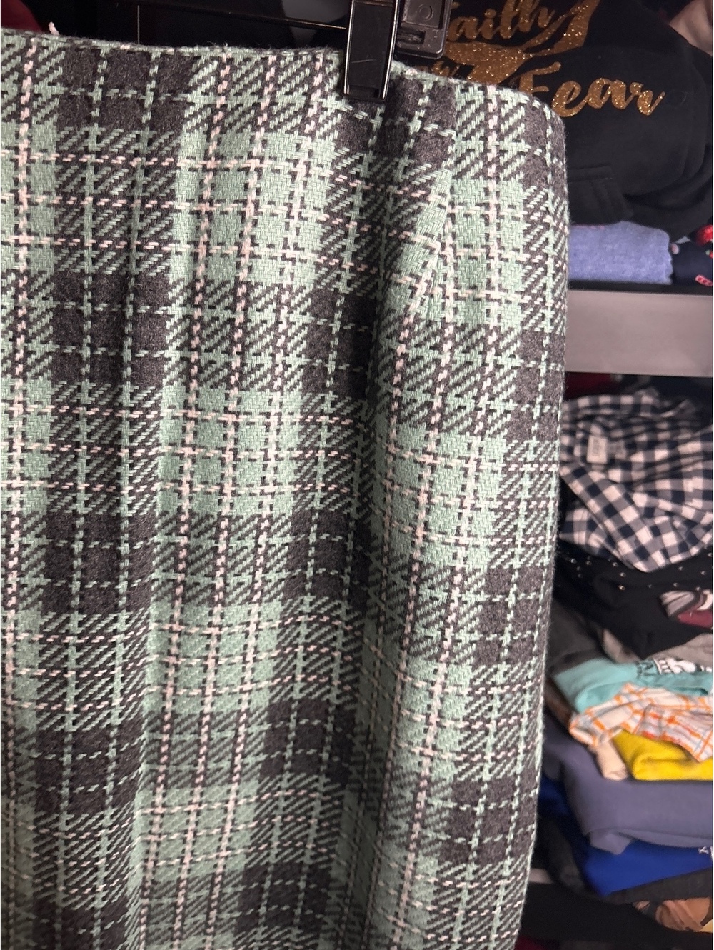 Plaid Mini Skirt Size 16 with Side Slit